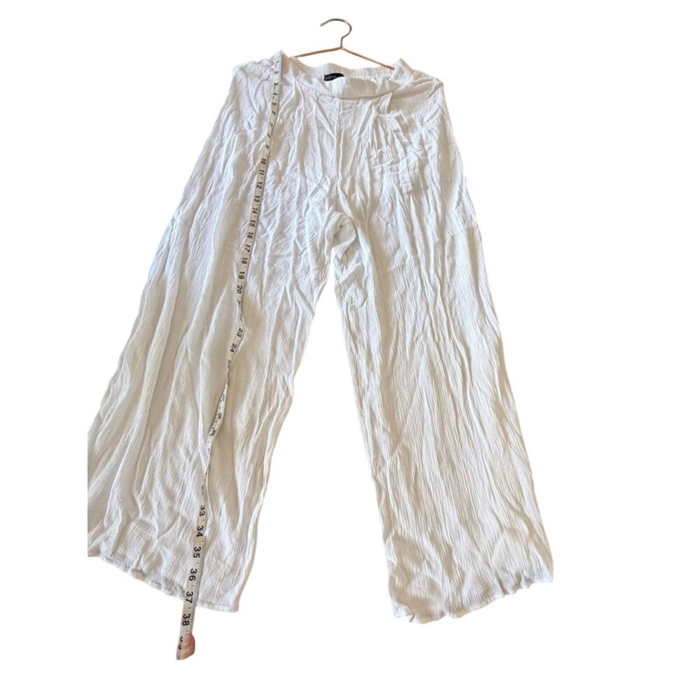 Design history Women's White Wide-Leg Crinkle Pants size small